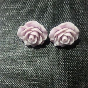 Elegant Lavender Rose Stud Earrings